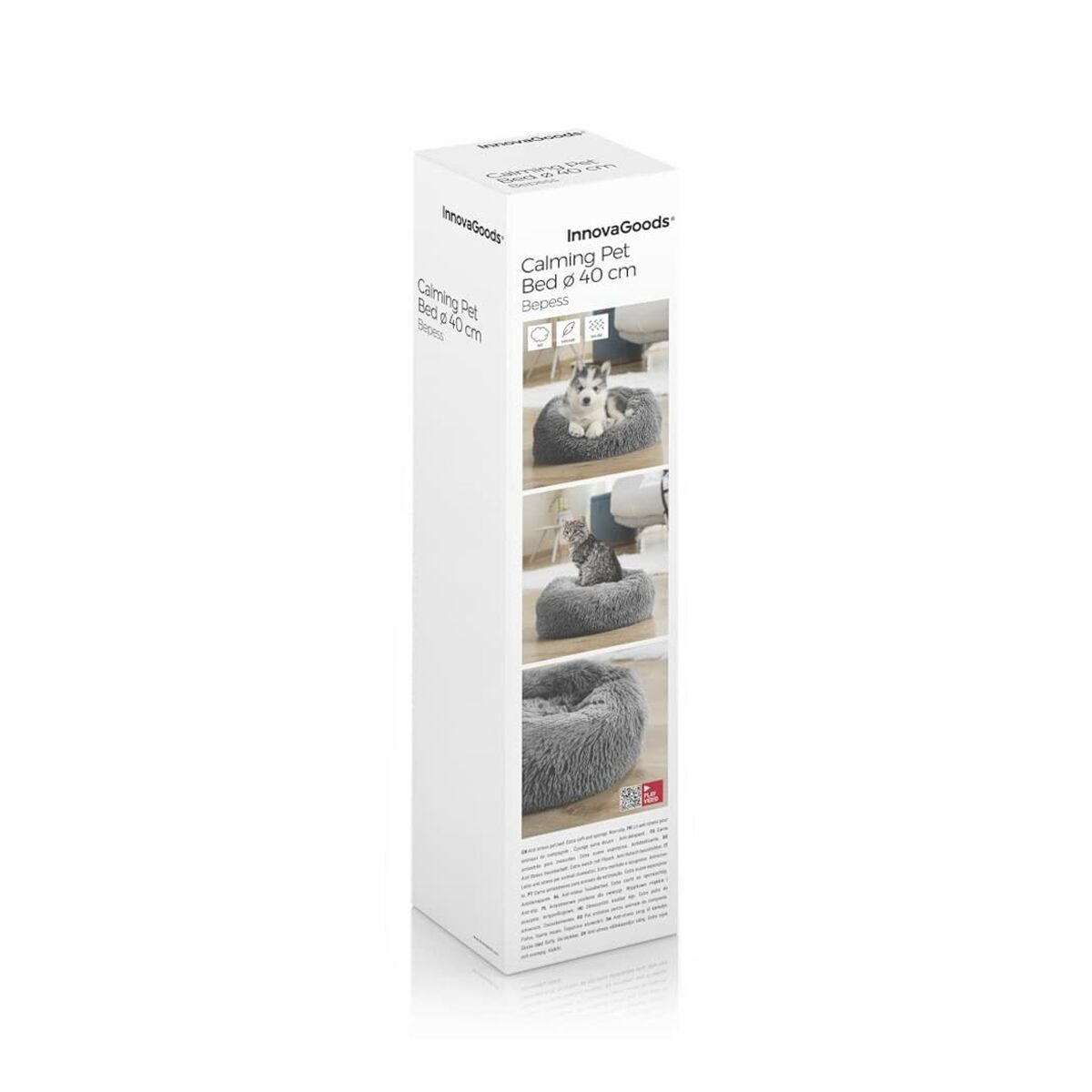 Cama antiestrés redonda para perros y gatos, 60 cm