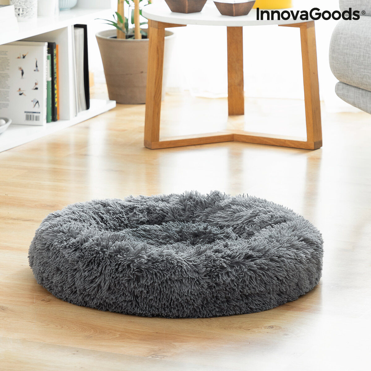 Cama antiestrés redonda para perros y gatos, 60 cm