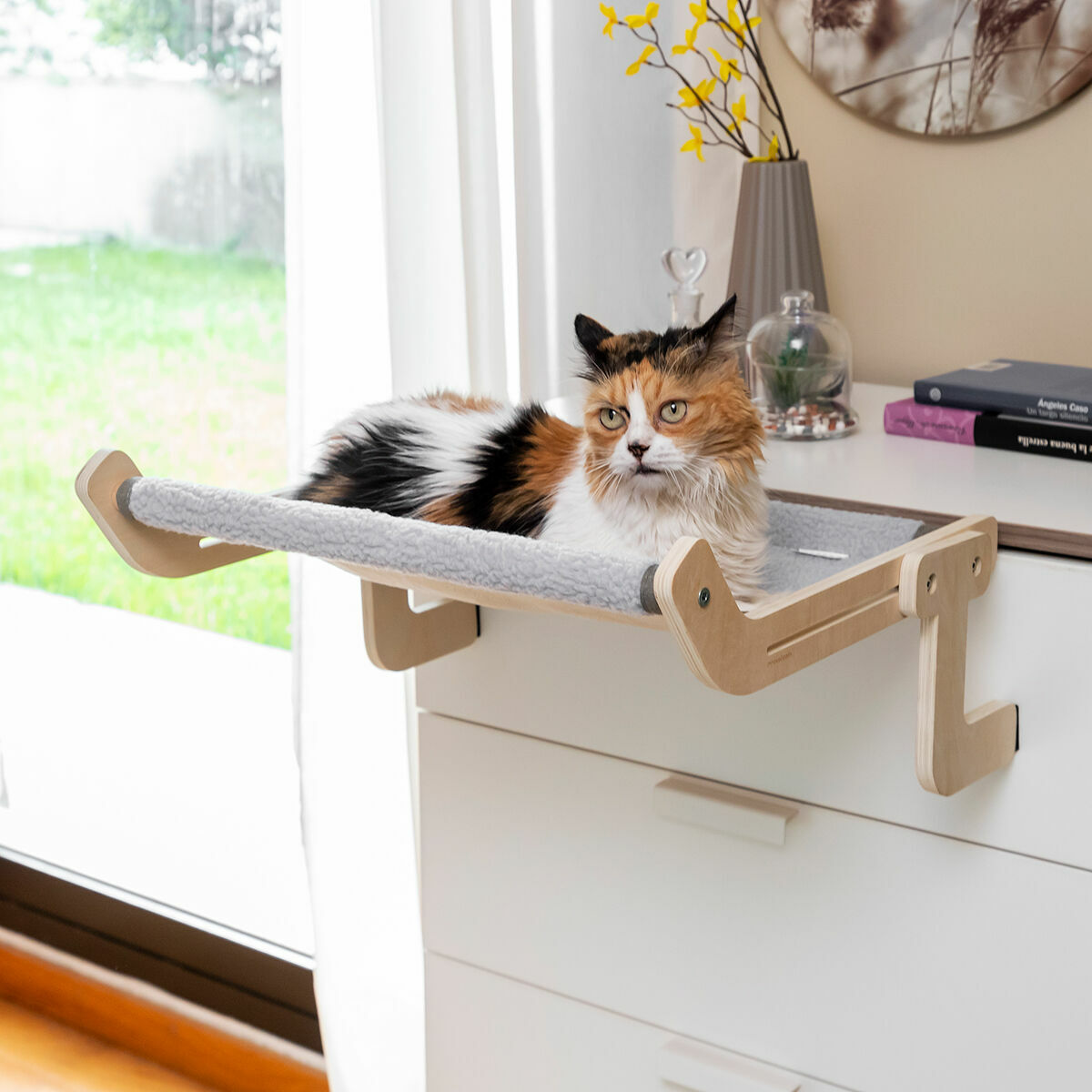 Hamaca para gatos que se engancha a tu cama